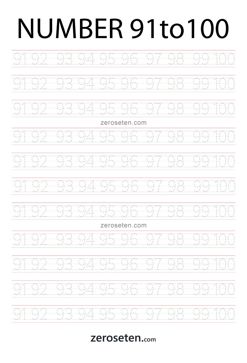 1 To 100 Number Tracing Worksheet Archives Zero Se Ten Blog