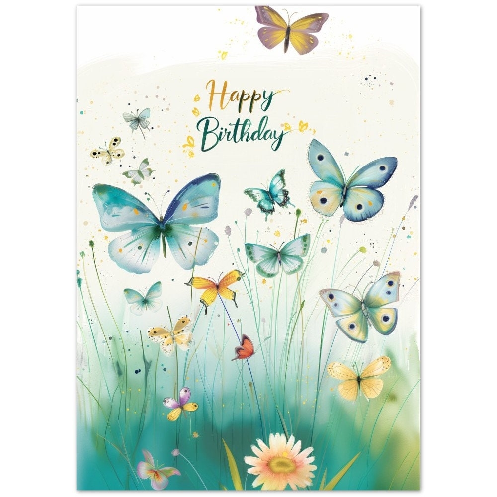 10 Cards Birthday Happy Birthday Butterflies Flowers Etsy