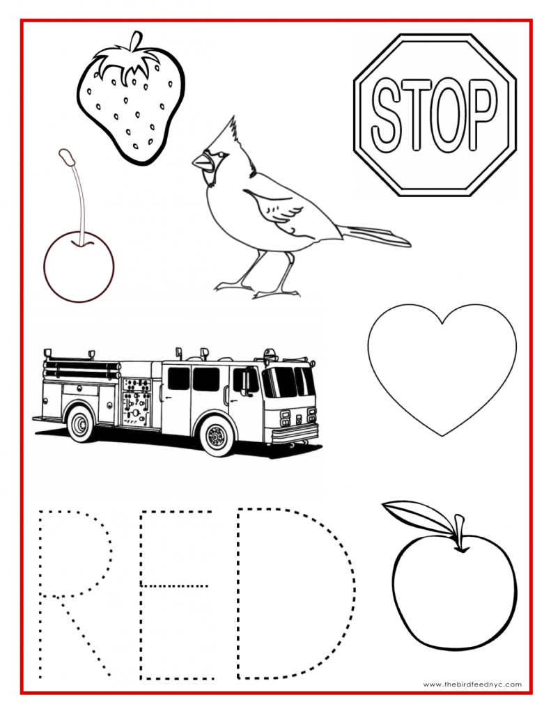 color red worksheets for preschool