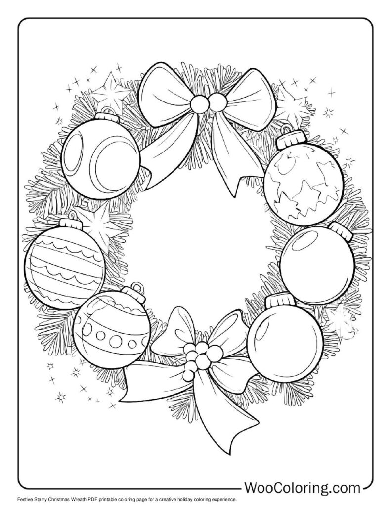 100 Christmas Wreath Coloring Pages Free PDF To Print Woo Coloring