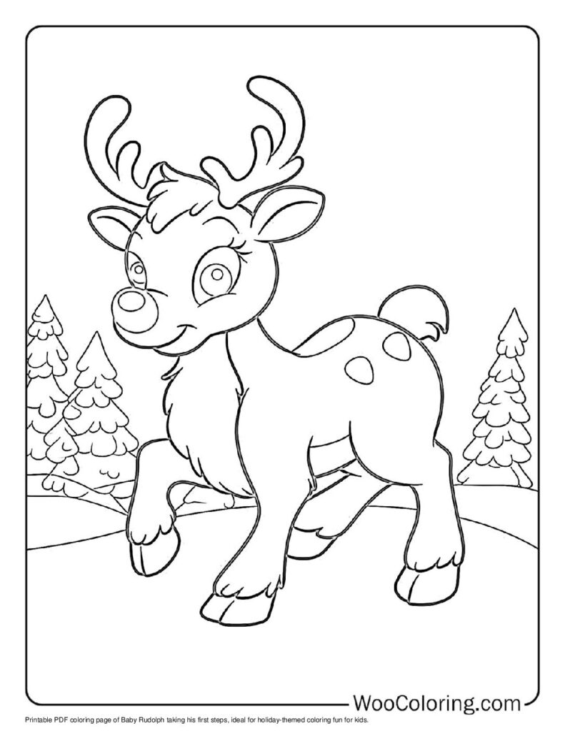 Rudolph Reindeer Coloring Page