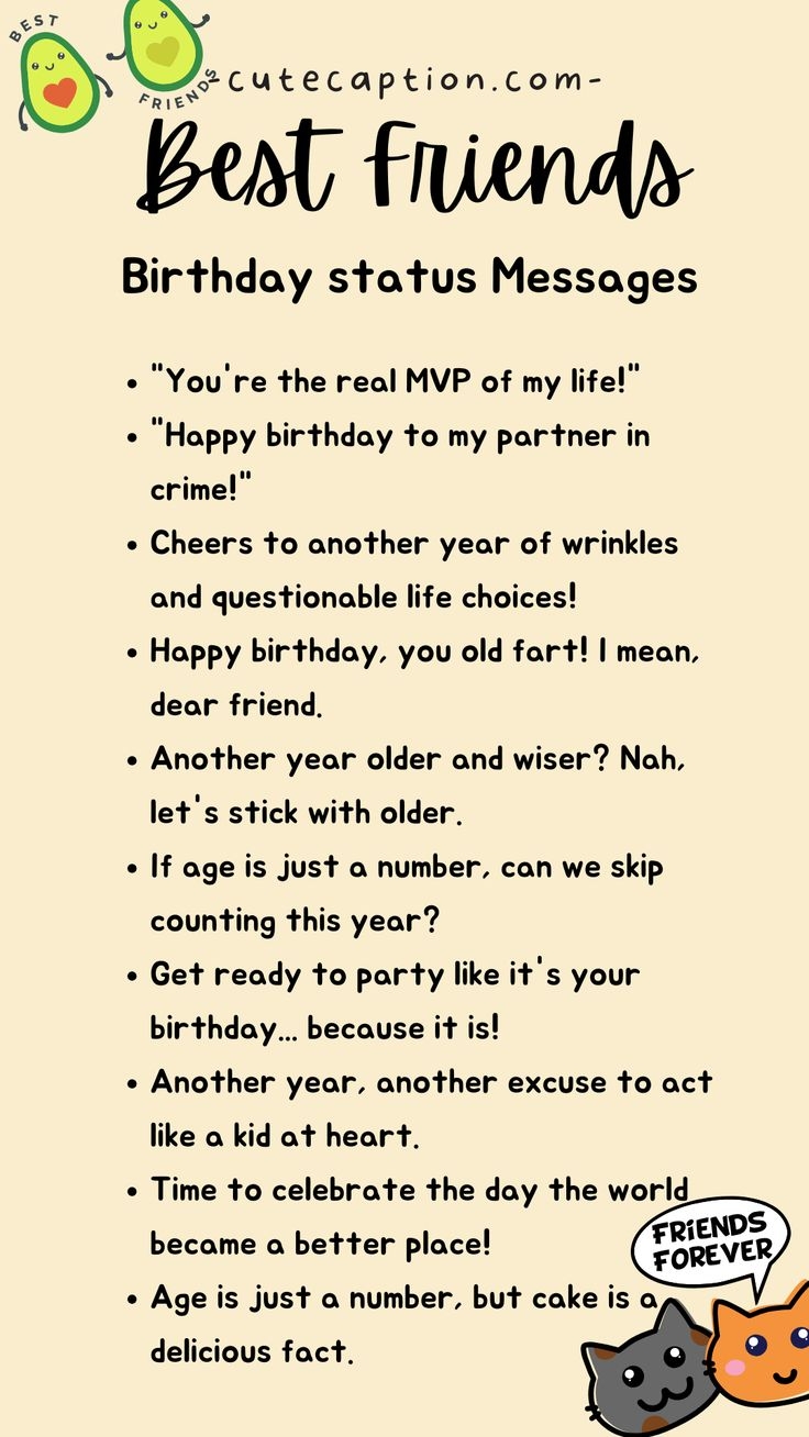 Short Funny Birthday Wishes For Best Friend