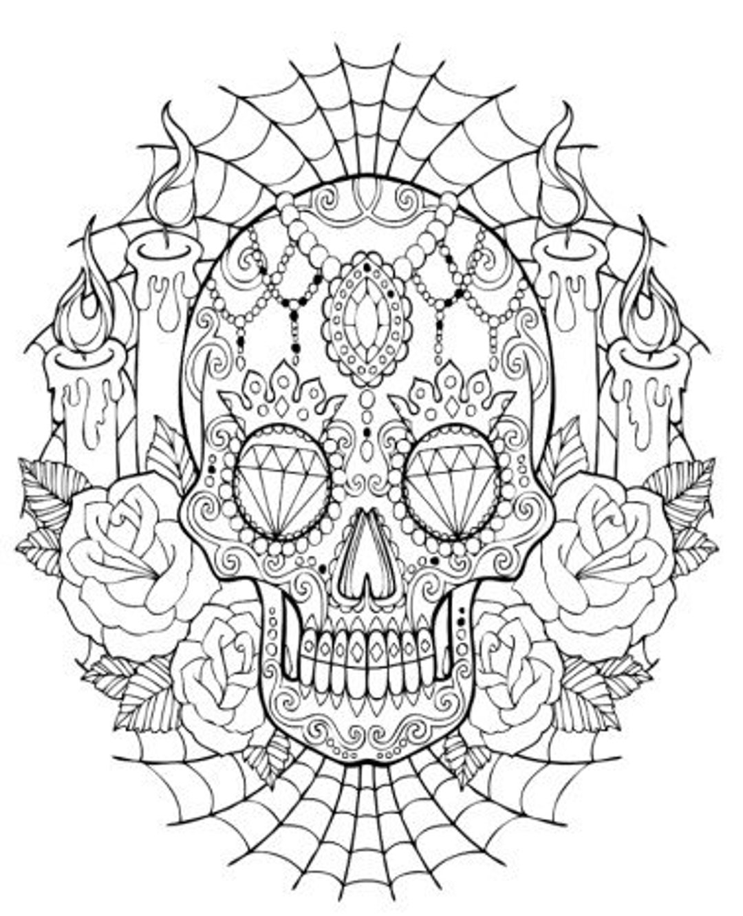 100 Sugar Skull Coloring Pages For Adults Etsy 100 Sugar Skull Coloring Pages For Adults Etsy