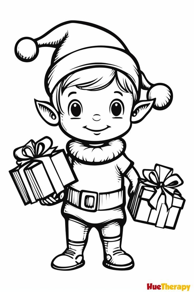coloring picture of an elf