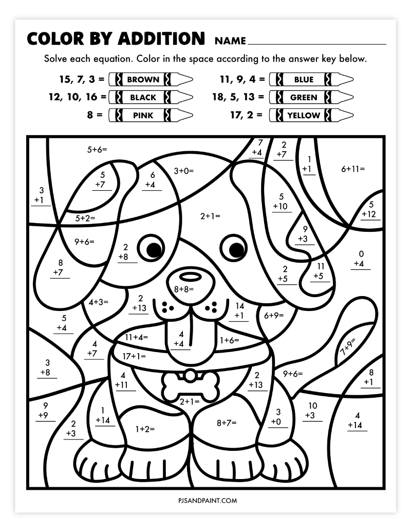 color by numbers worksheets