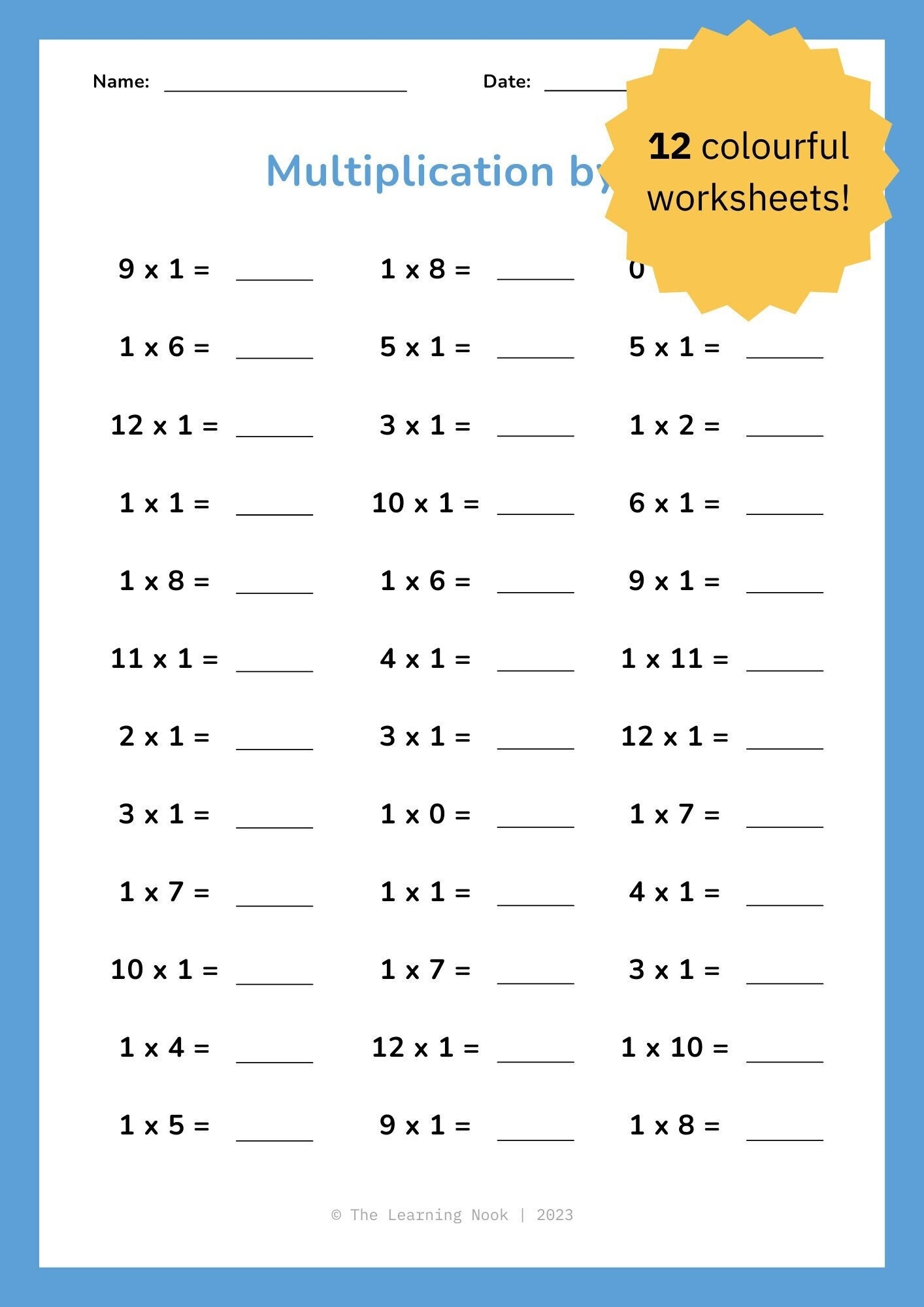multiplication facts practice worksheets