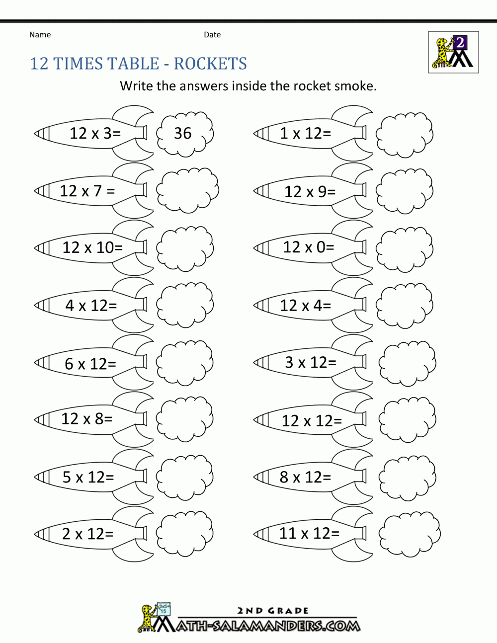 Multiply By 12 Worksheet