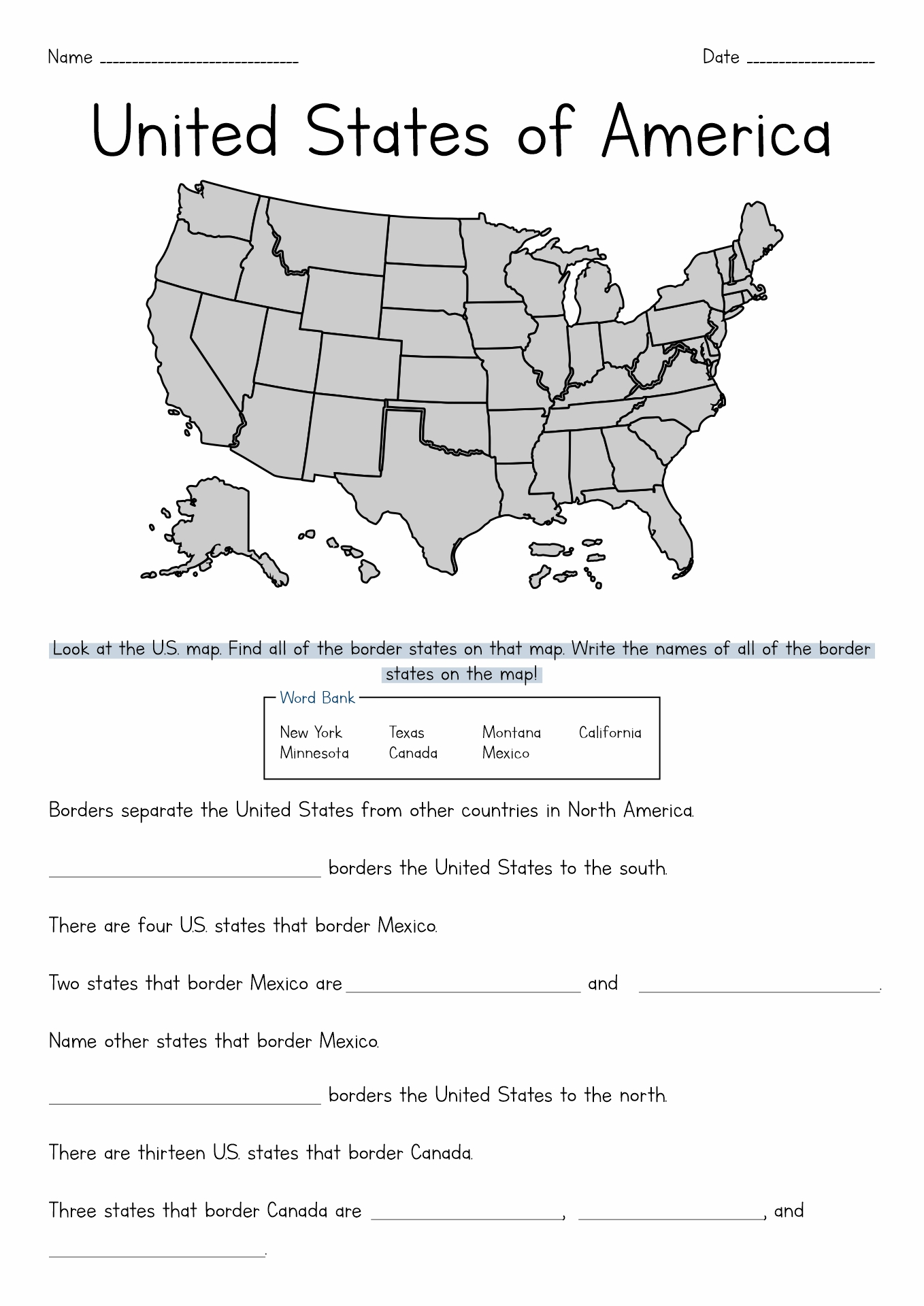 13 Fifty States Worksheets Free PDF At Worksheeto Worksheets Library