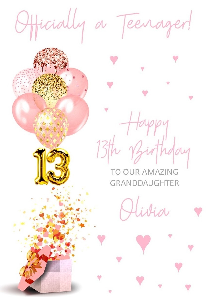 13th Birthday Card Officially A Teenager Granddaughter Daughter Niece Anyone EBay