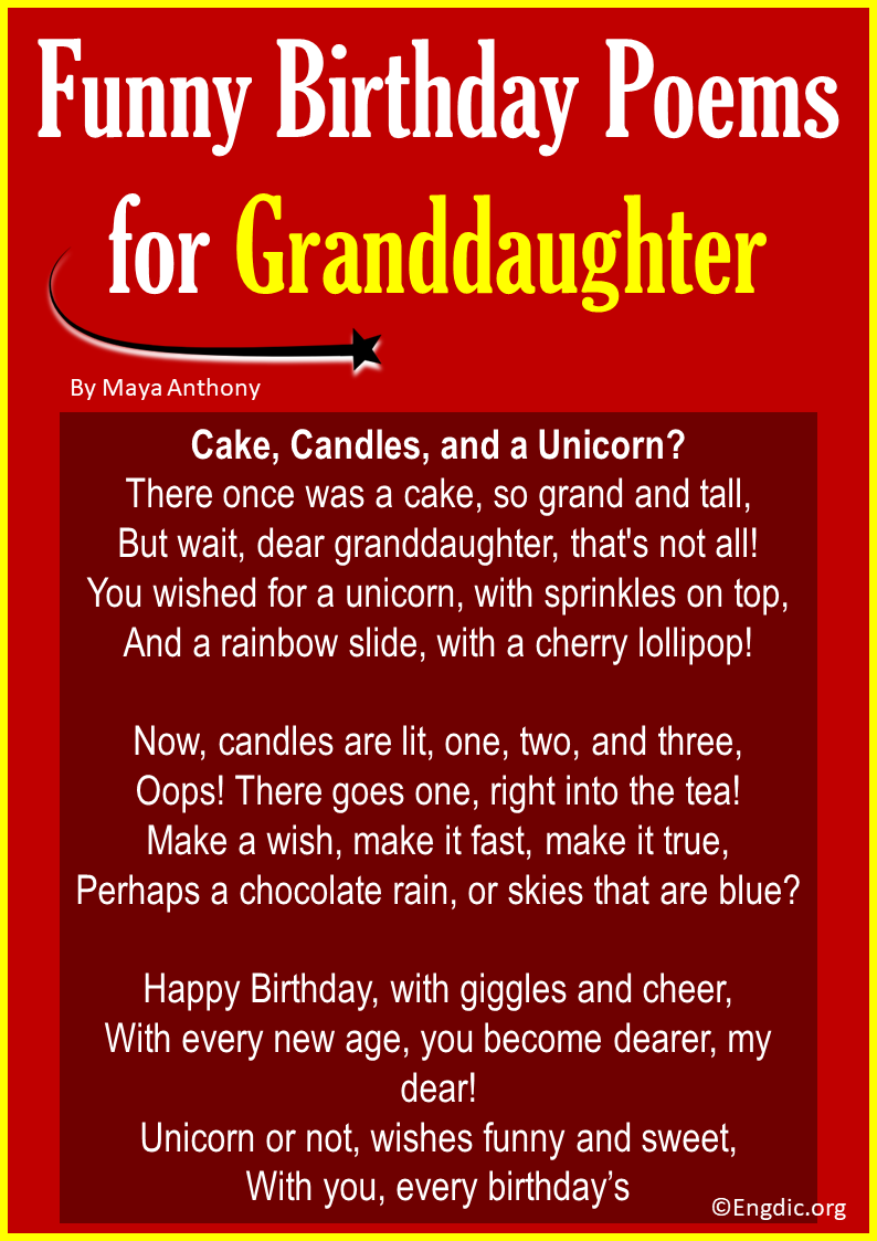 15 Birthday Poems For Granddaughter Short Funny EngDic