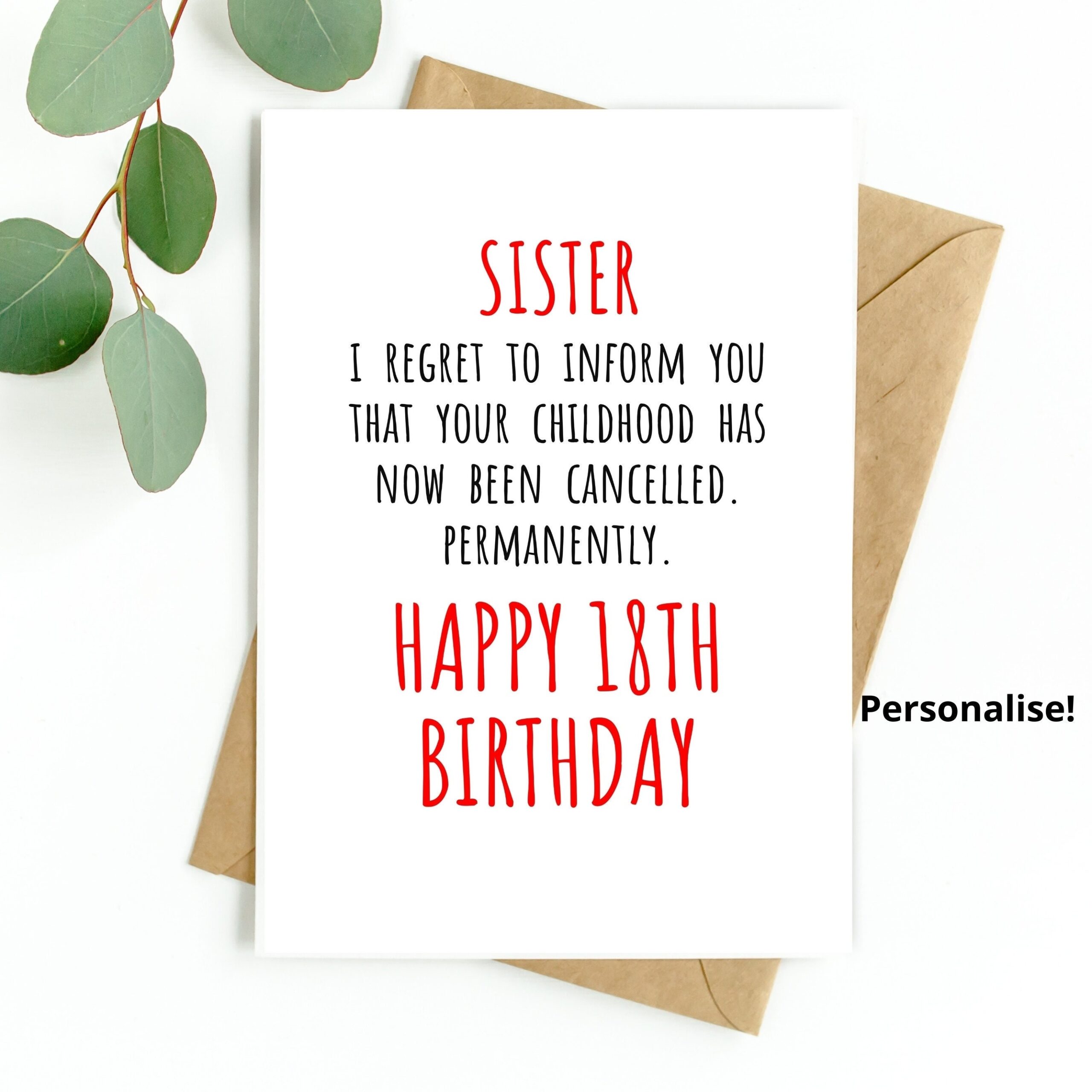 18th Birthday Card For Sister Funny Sister 18th Birthday Card 18 Birthday Card For Girl Sister Birthday Card Happy 18th Birthday 18 Etsy