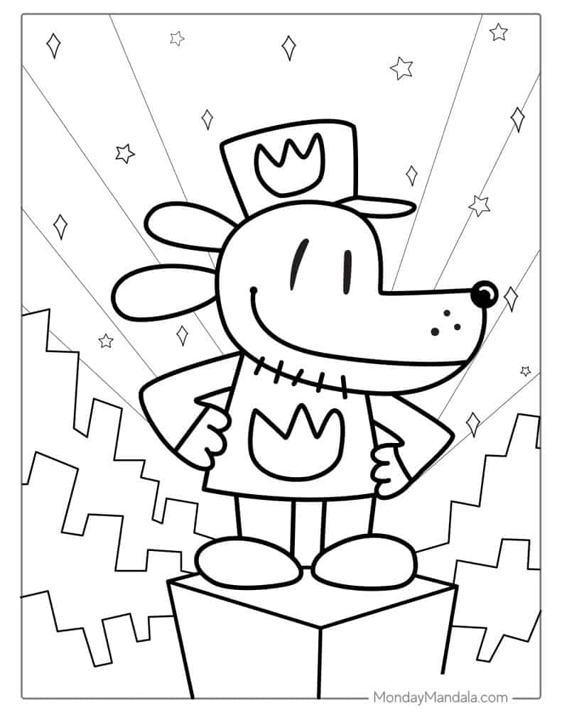 Dog Man Colouring Pages