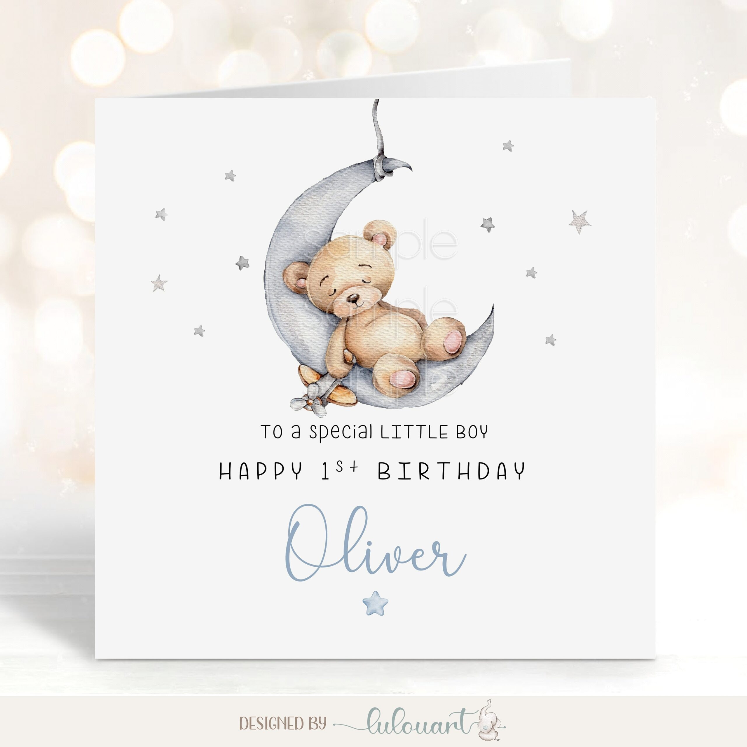 1st Birthday Card Personalized With Age And Name Cute Little Bear Illustrated Card Son First Birthday Greeting Card Printed With Message Etsy