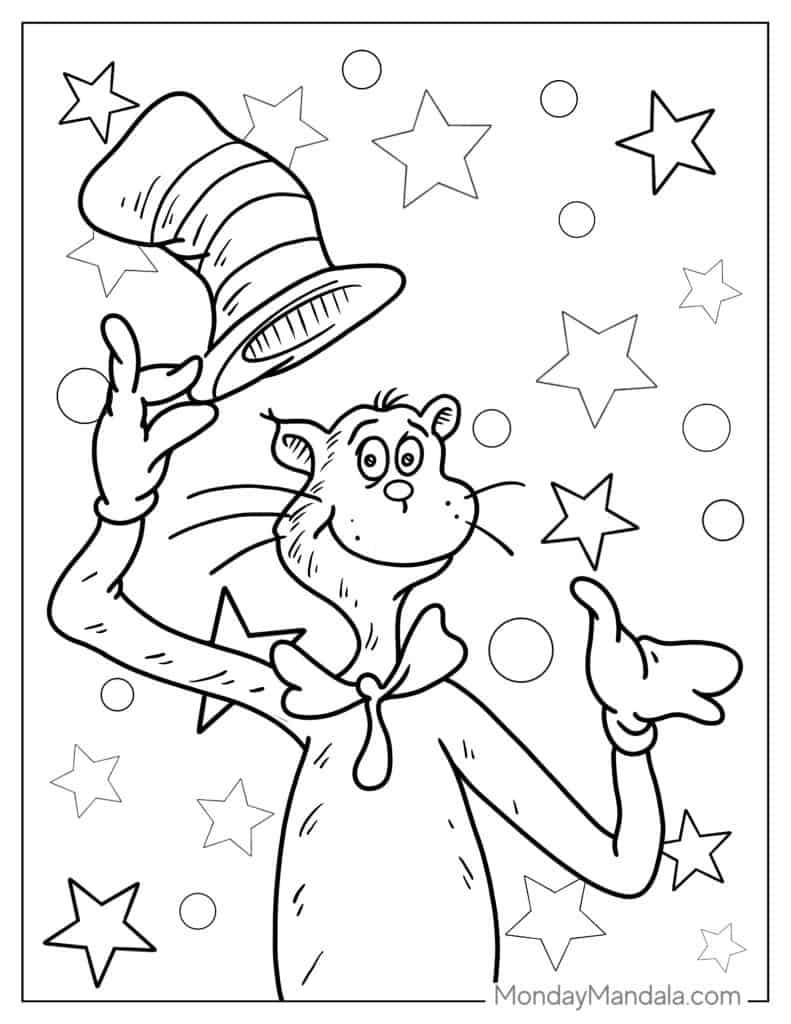 Cat In The Hat Coloring Sheet