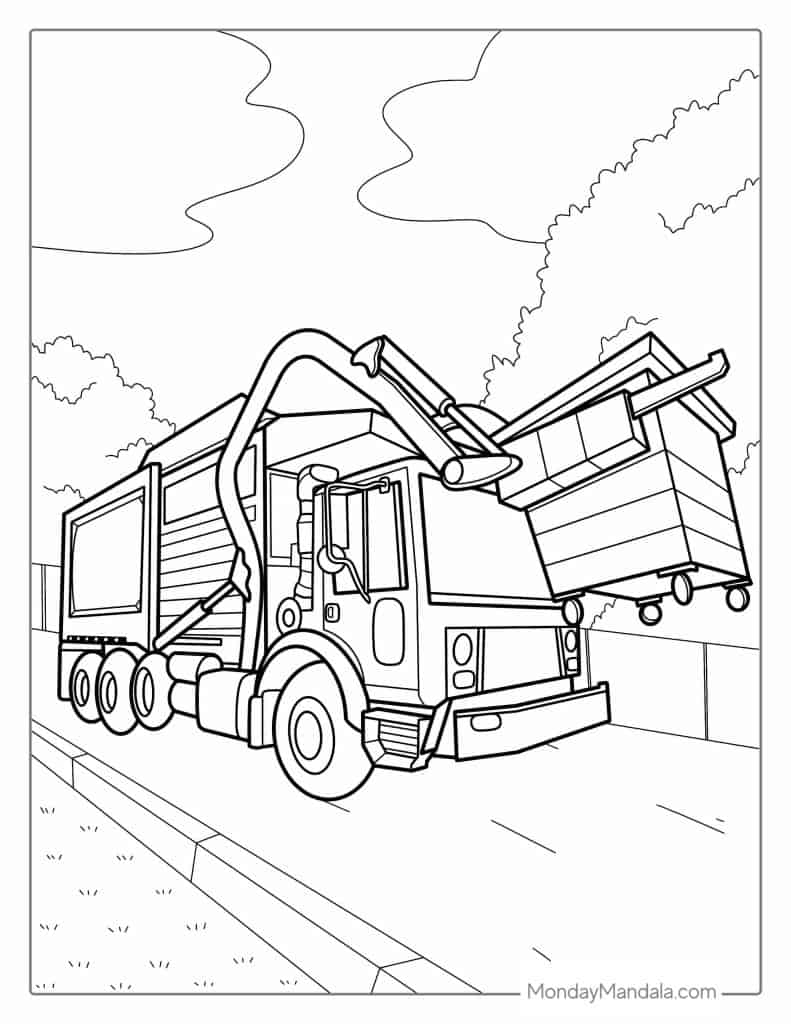 Bin Lorry Colouring Pages