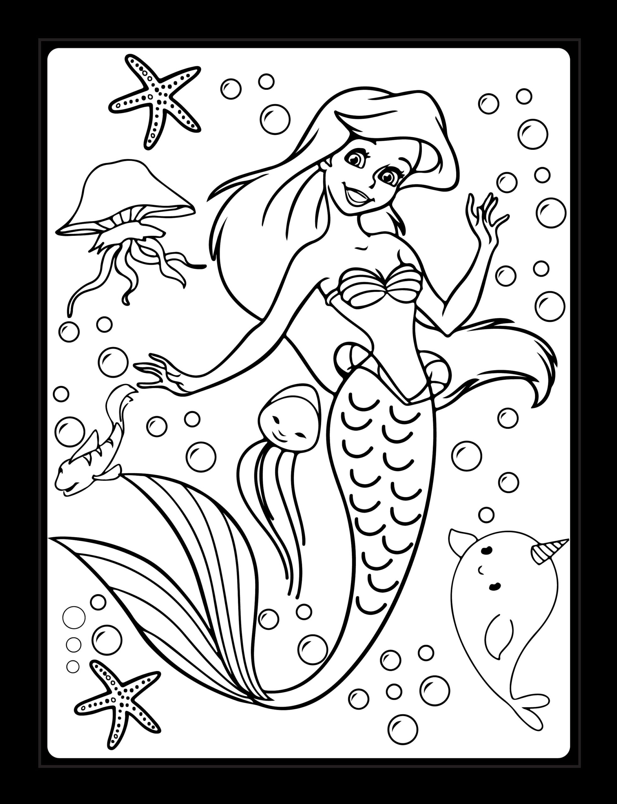 mermaid colouring pages free