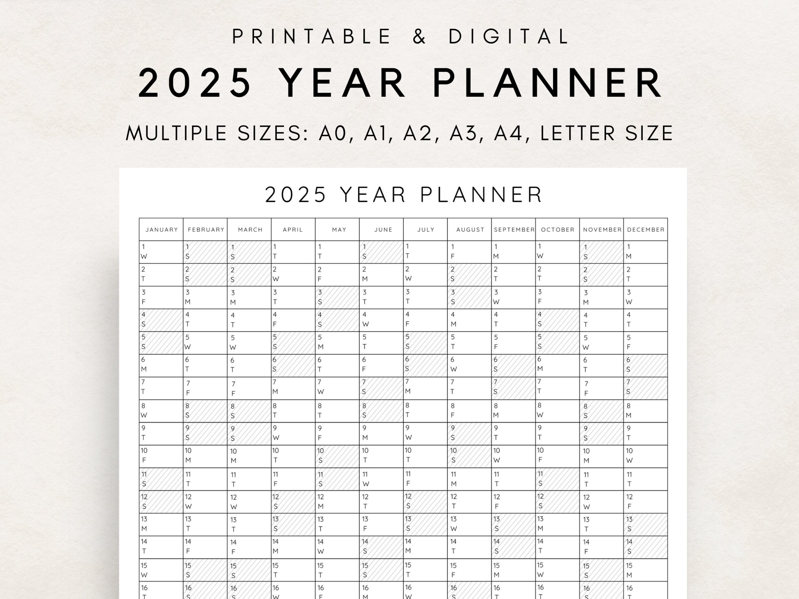 free printable year planner 2025