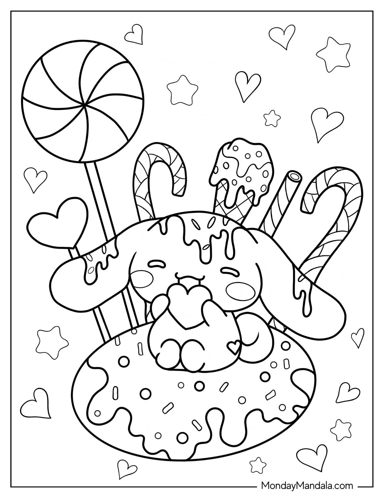 Hello Kitty Marshmallow Coloring Page