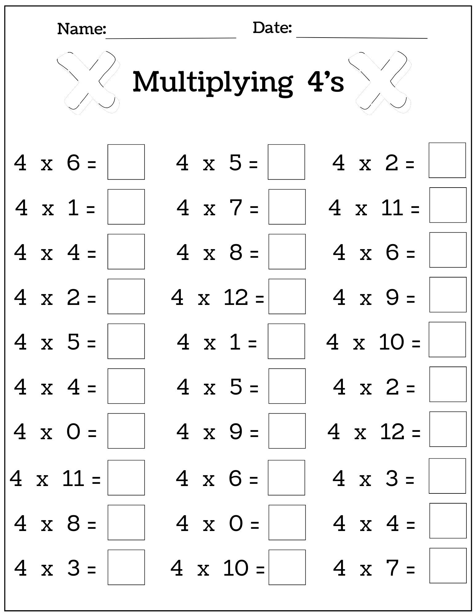 24 Printable Multiplication Worksheets Fill In The Blanks Single Digit Multiplication numbers 1 12 Etsy Israel