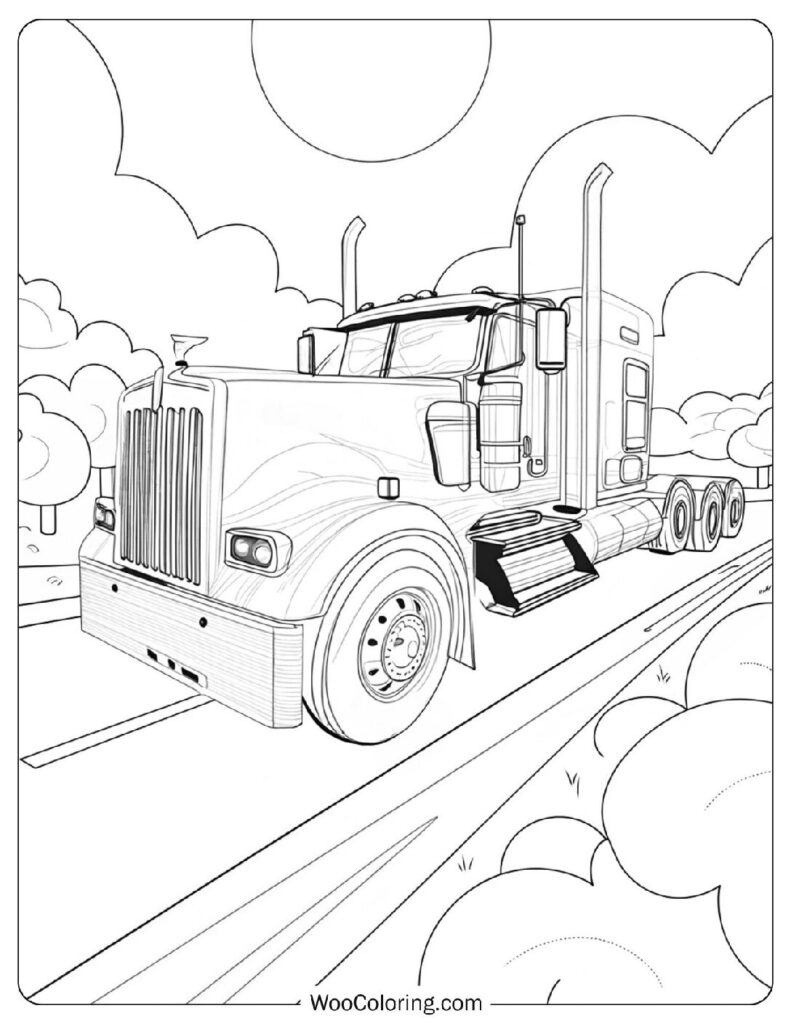 semi truck coloring page