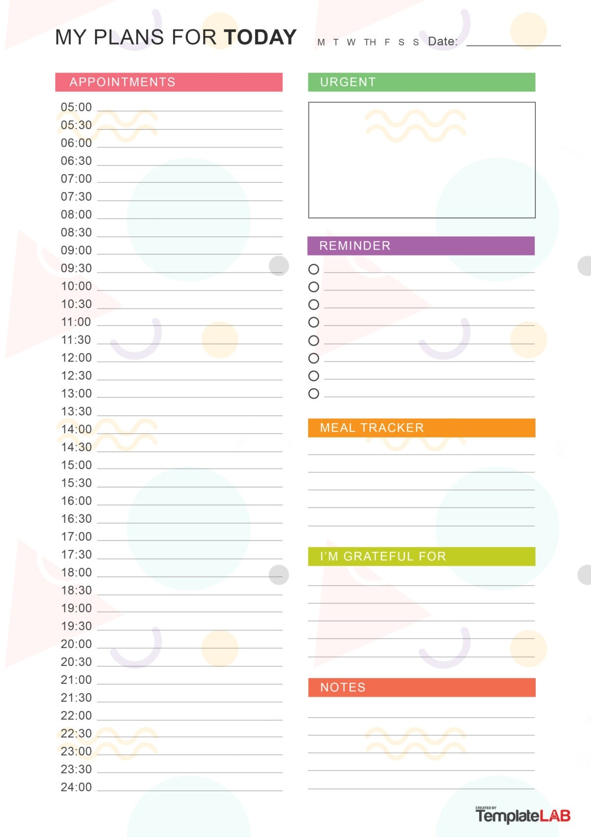 daily planner template word