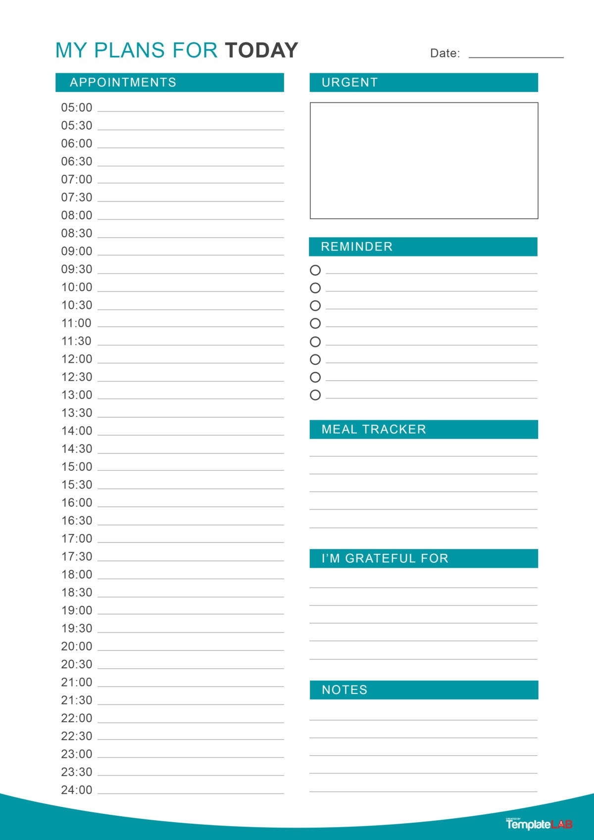 Day Planner Template Free Printable