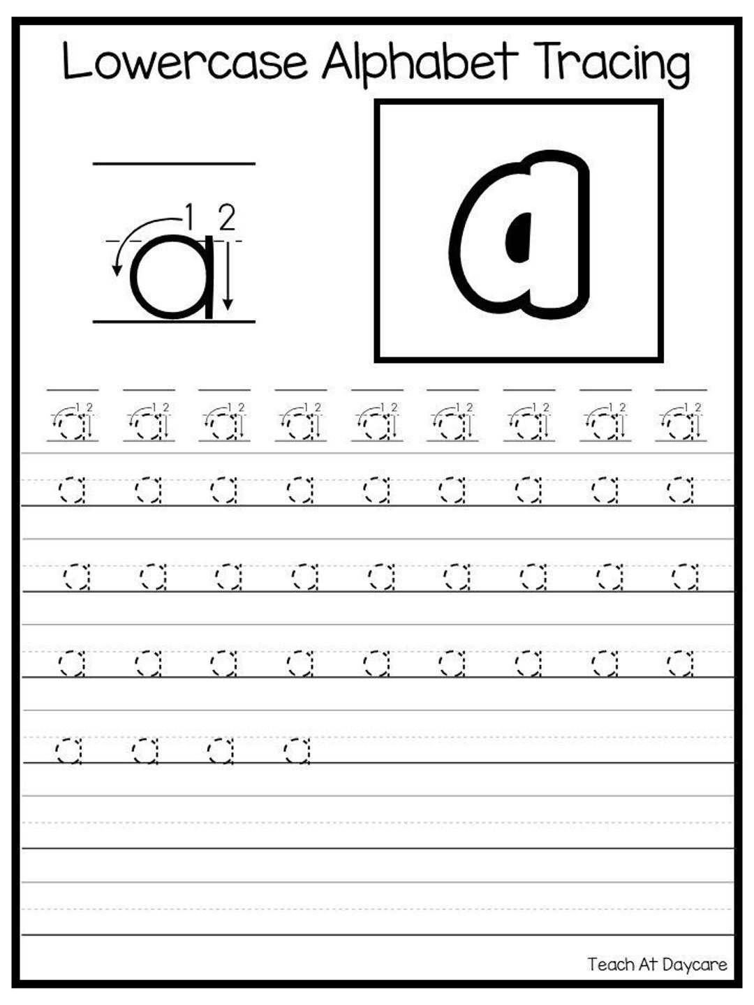 lowercase letter tracing worksheets