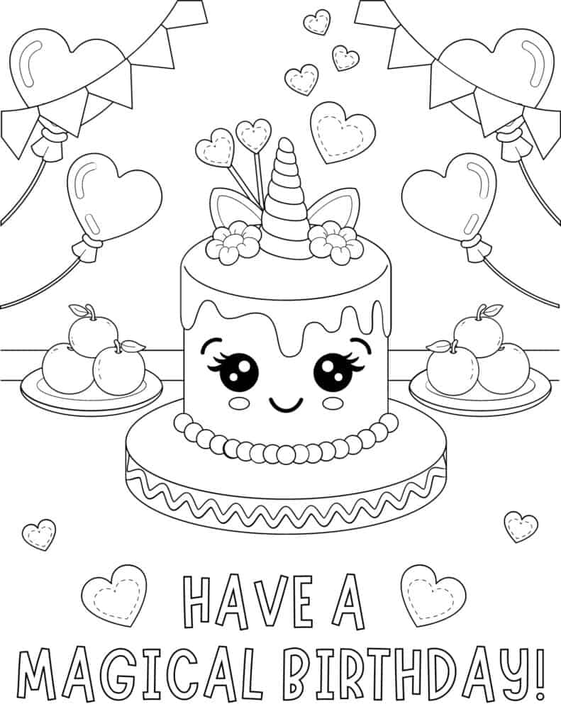 30 Free Printable Happy Birthday Coloring Pages For Kids Prudent Worksheets Library
