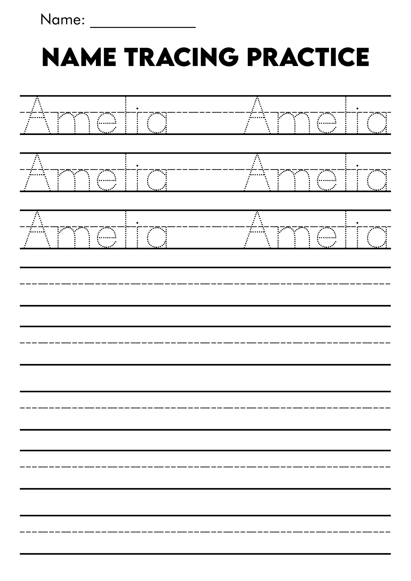 Free Name Handwriting Worksheets