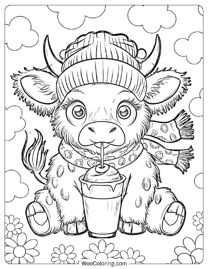 Highland Cow Coloring Page
