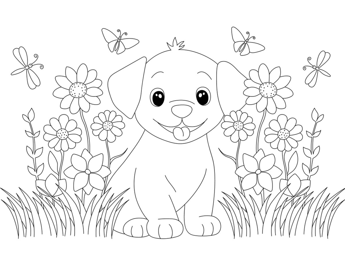 Cute Puppies Coloring Pictures