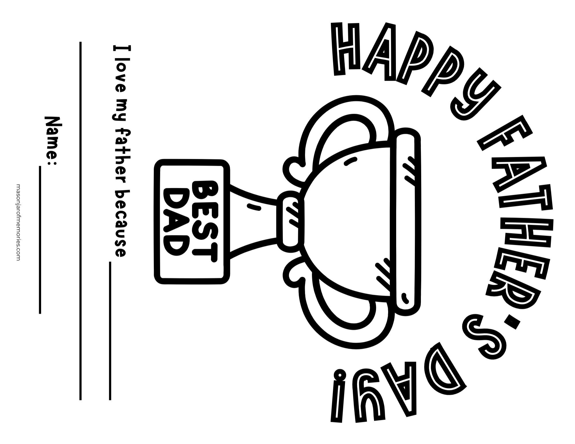 3D Father s Day Card Bearded Dad Agamograph Craft DIY Coloring Page Etsy
