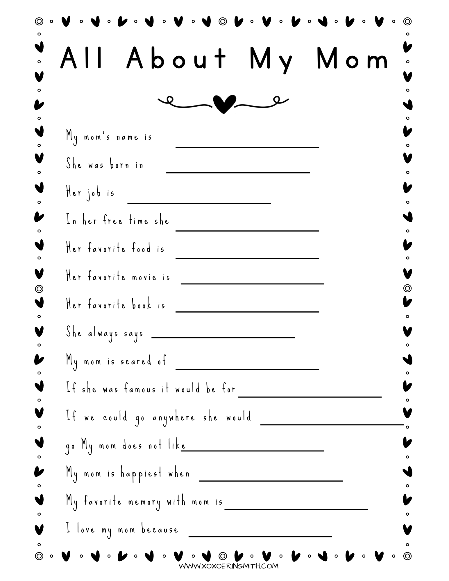 4 FREE Happy Mothers Day Best Templates Xoxoerinsmith Worksheets Library