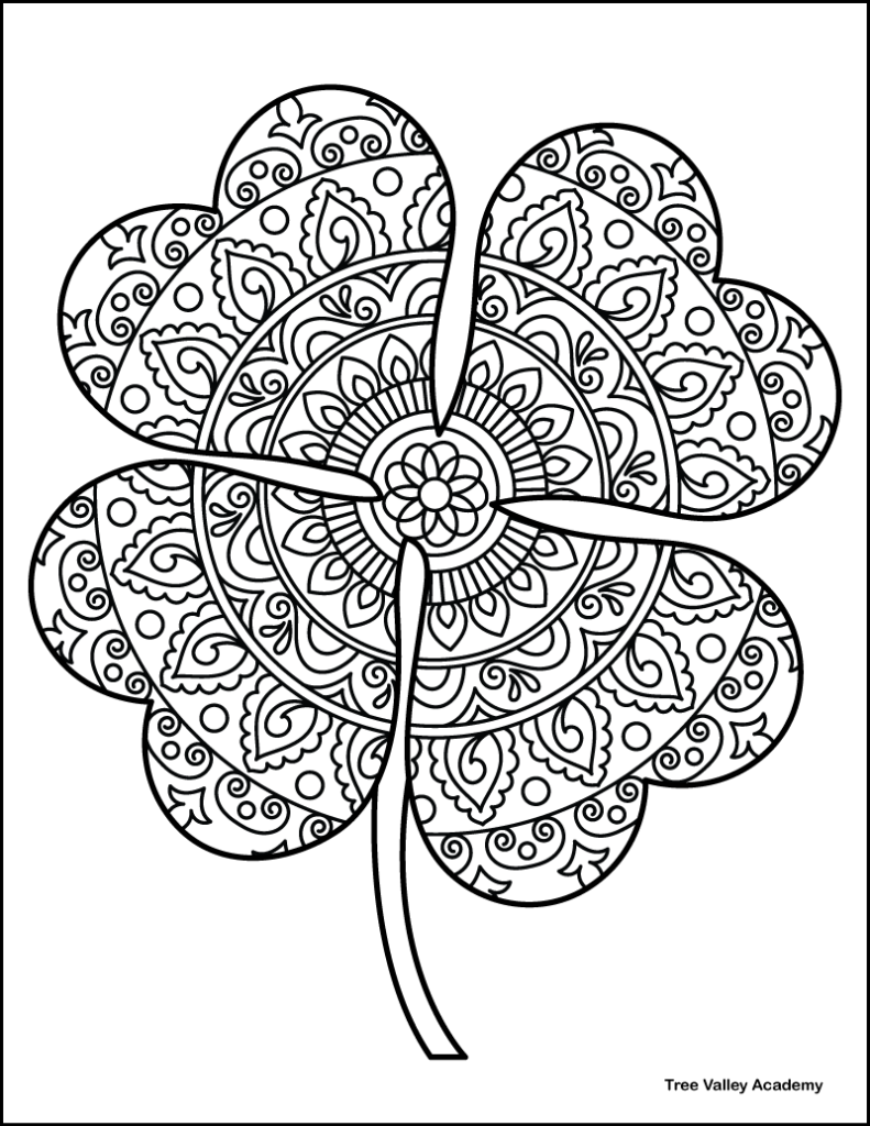 4 Leaf Clover Coloring Page