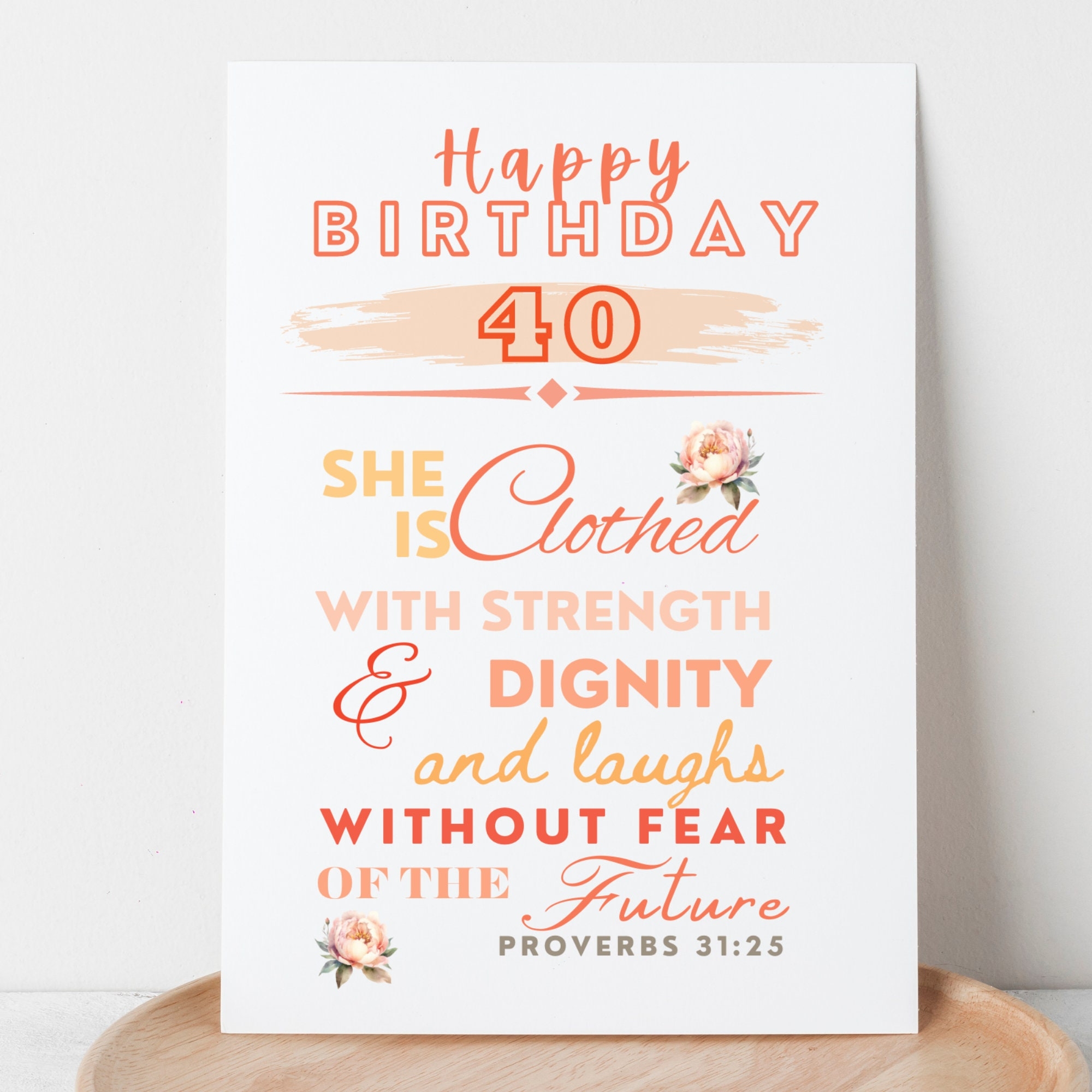 40th Birthday Card For Woman Printable Christian Happy 40th Birthday Card For Her Etsy