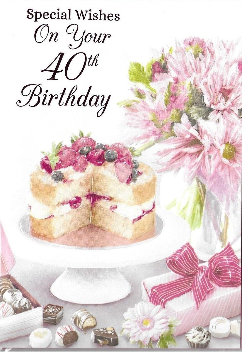 40th Birthday Card For Women Special Wishes On Your 40th Birthday Cake Design EBay