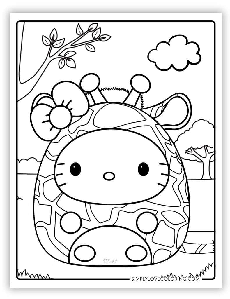 Marshmallow Hello Kitty Coloring Page