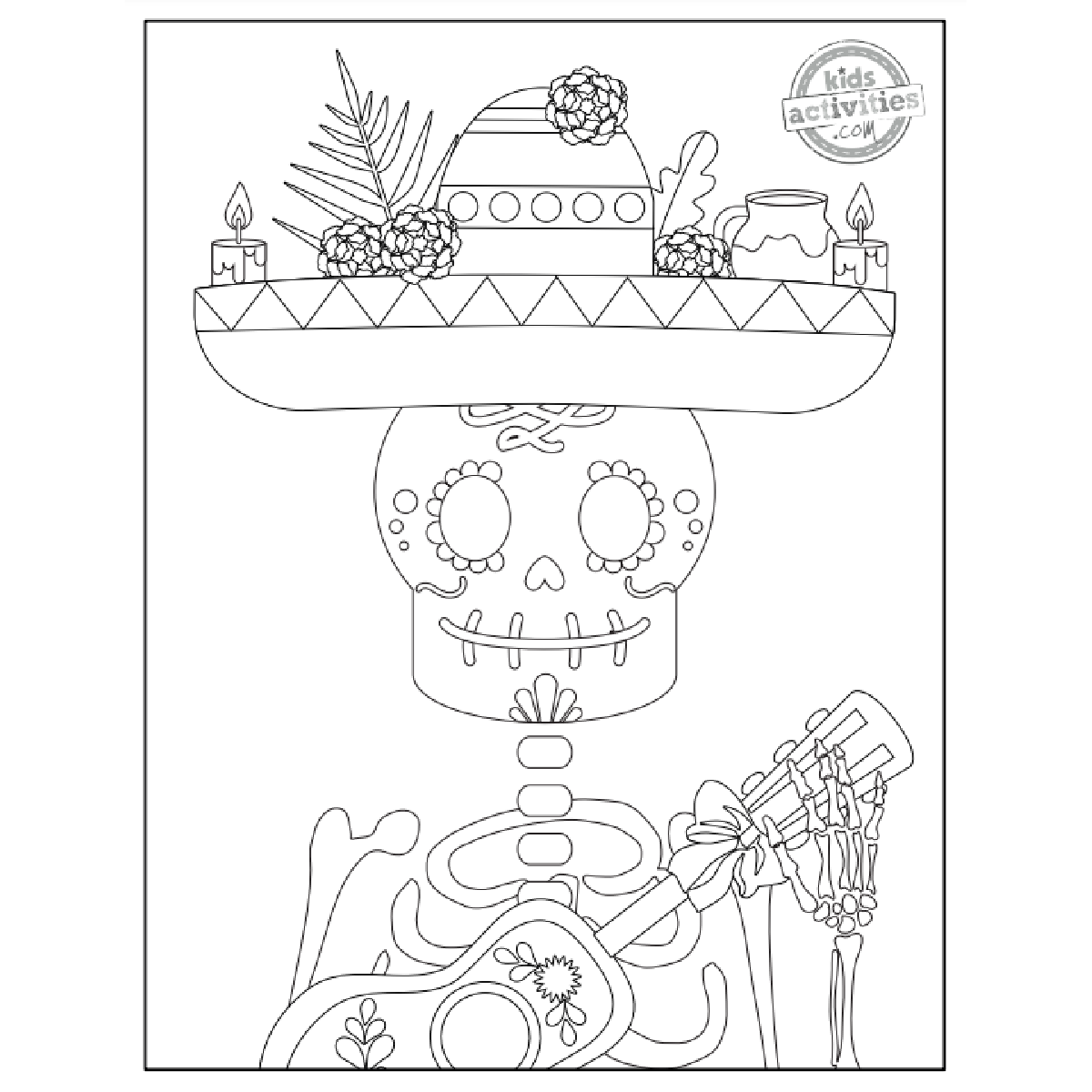 5 Beautiful Day Of The Dead Coloring Pages For Dia De Muertos Celebration Kids Activities Blog