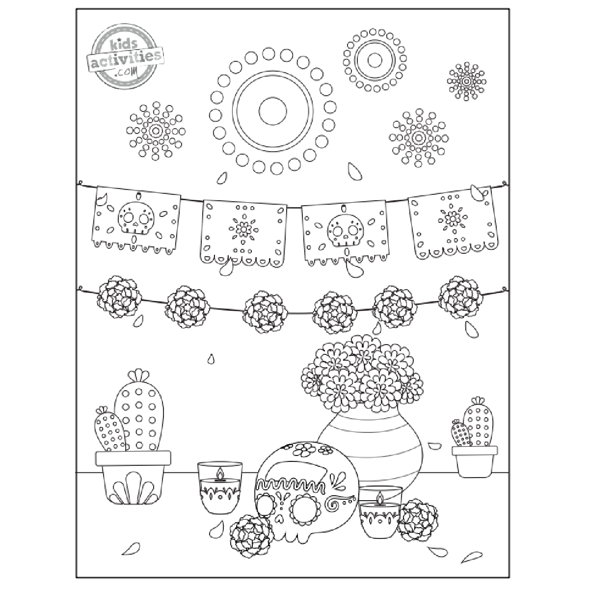 5 Beautiful Day Of The Dead Coloring Pages For Dia De Muertos Celebration Kids Activities Blog