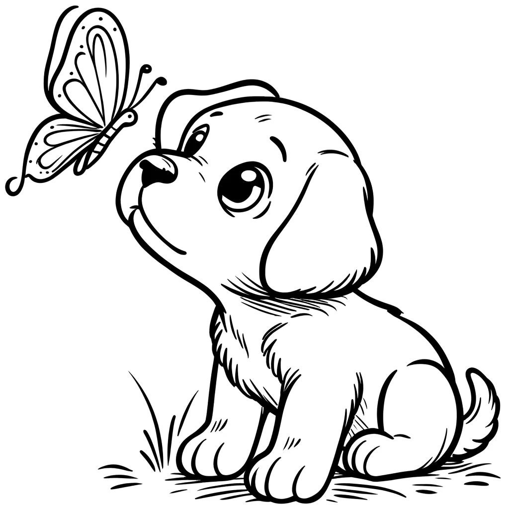 Colouring Pages Of Cute Puppies