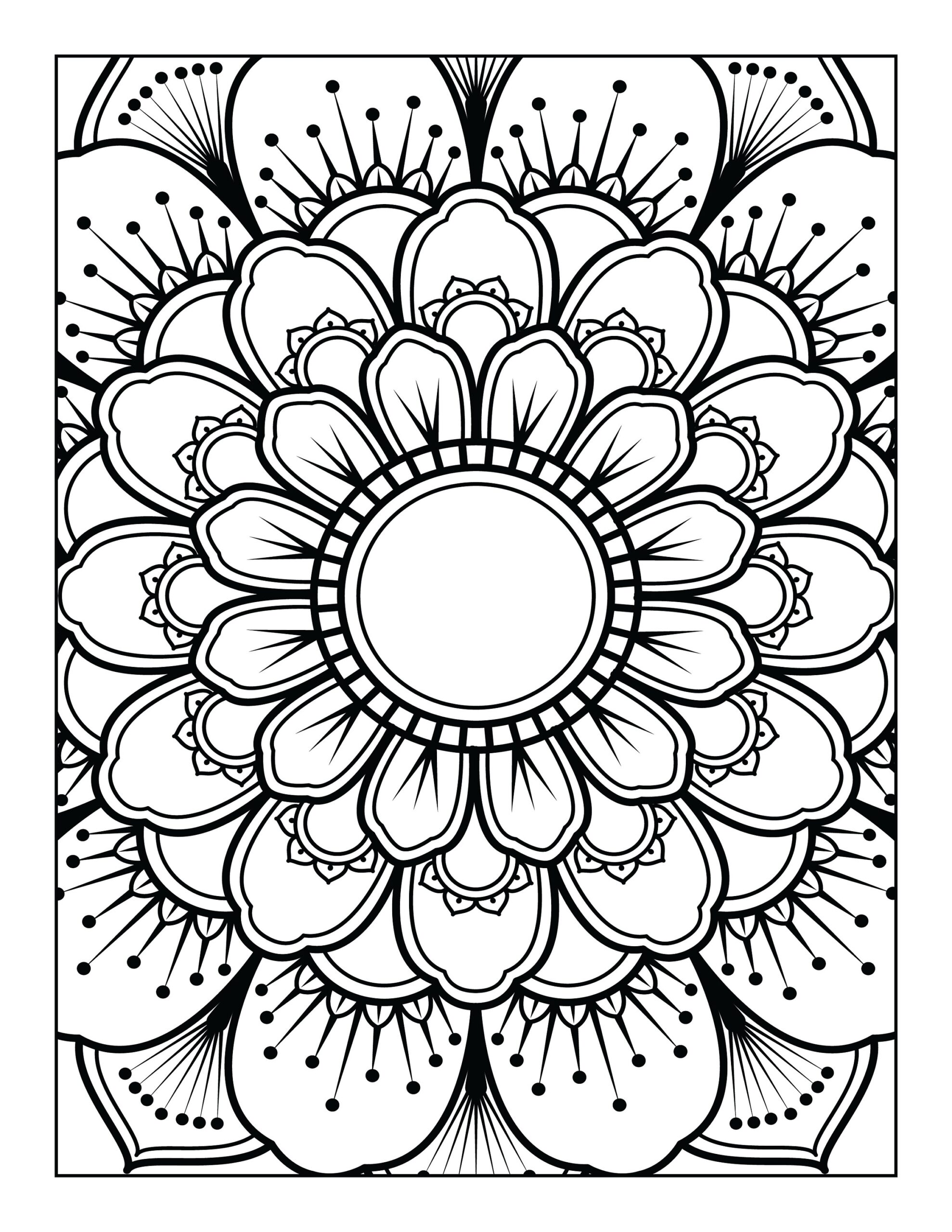 5 Printable Mandala adult Coloring Pages Floral Easy Coloring Book Mandalas Etsy Canada