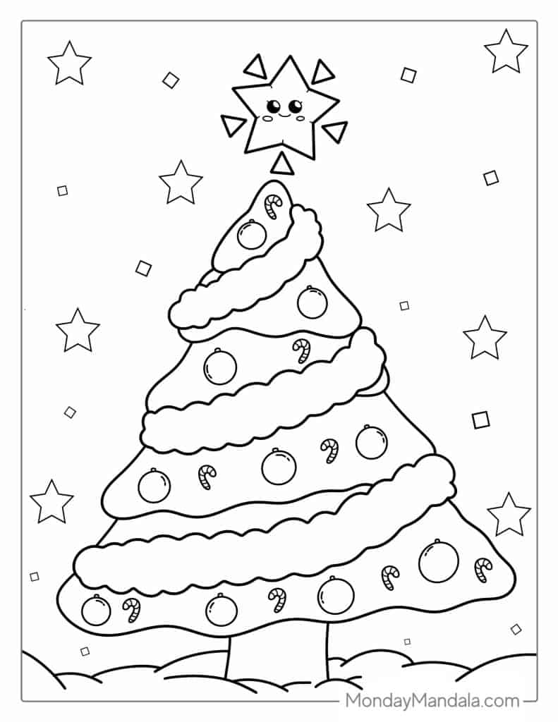 50 Christmas Tree Coloring Pages Free PDF Printables Worksheets Library