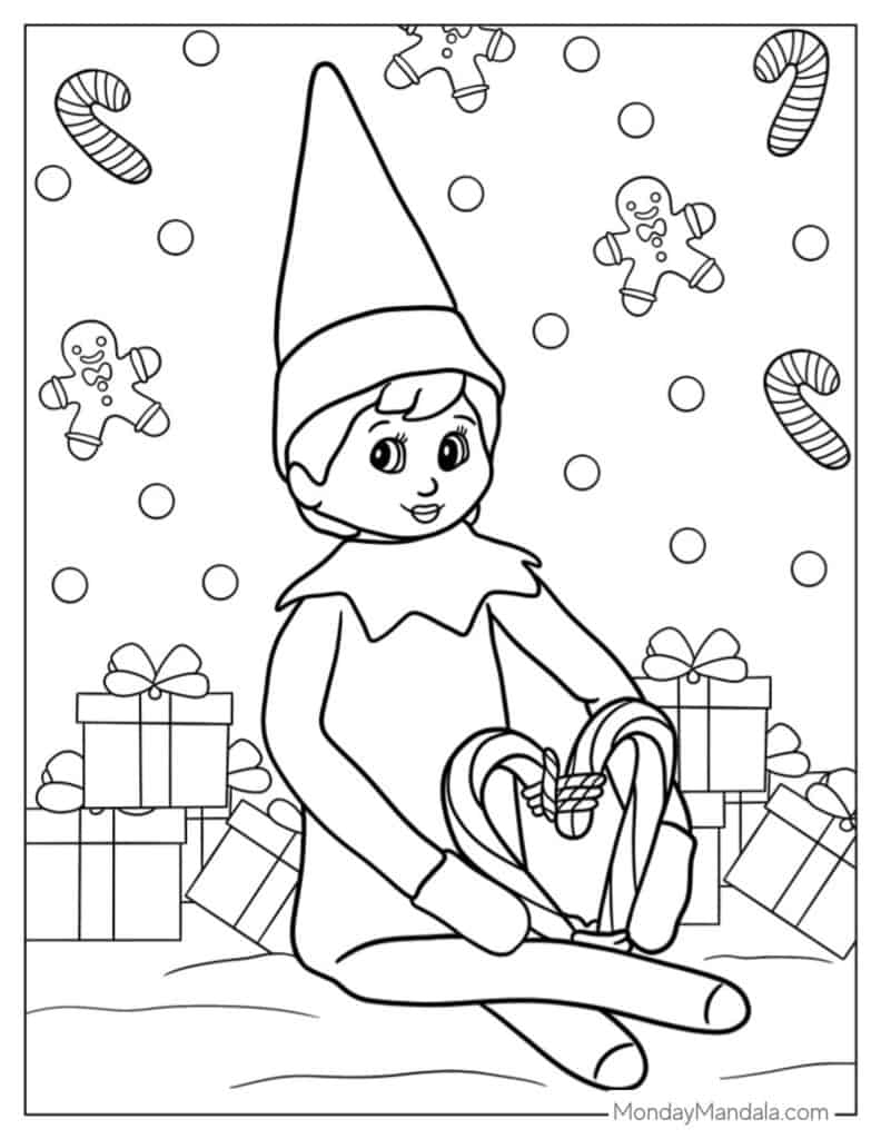 Christmas Elf Coloring Pages