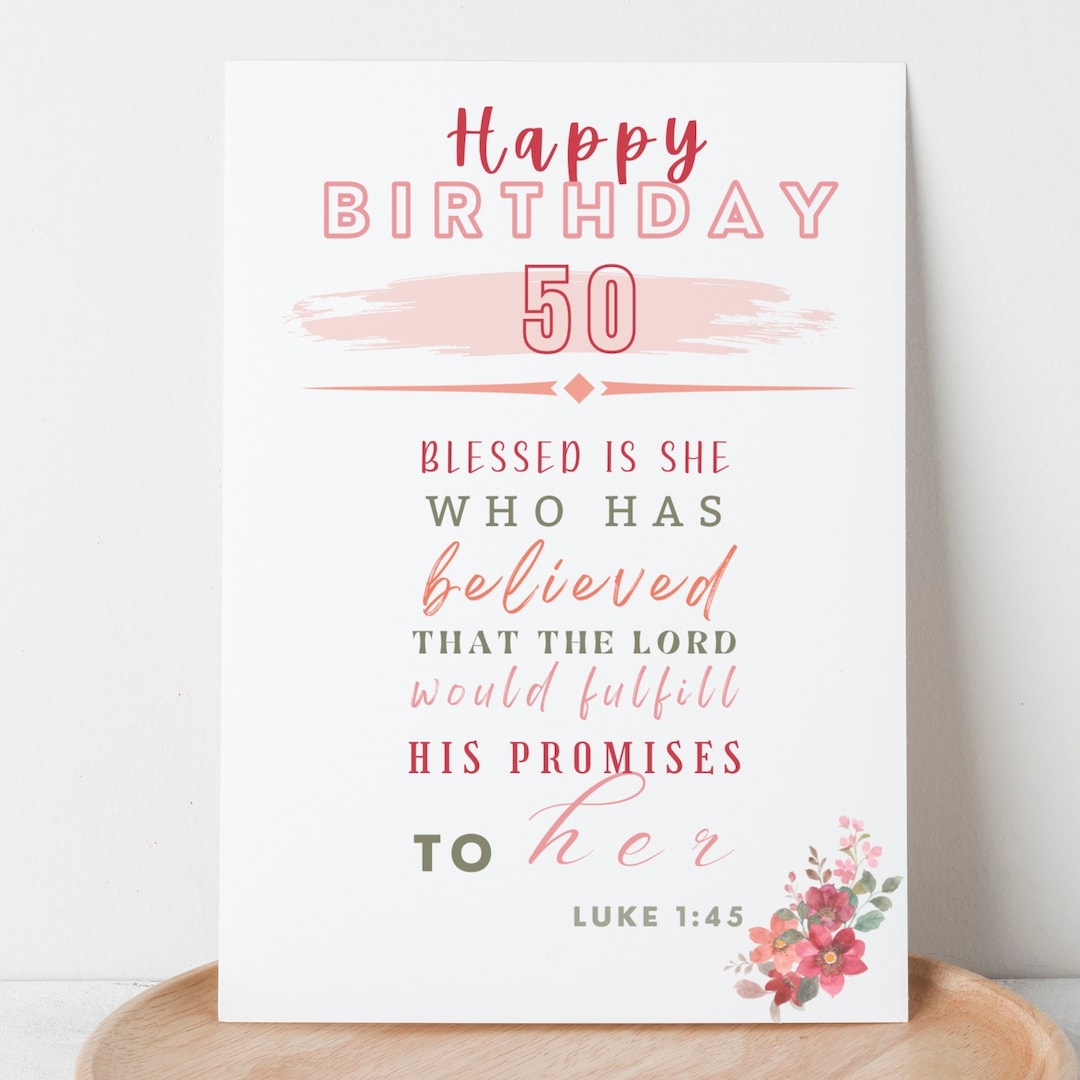 50th Birthday Card Printable Christian Happy 50th Birthday Card Etsy