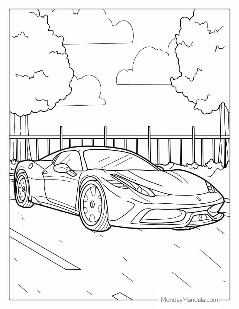 Sports Car Coloring Page Easy