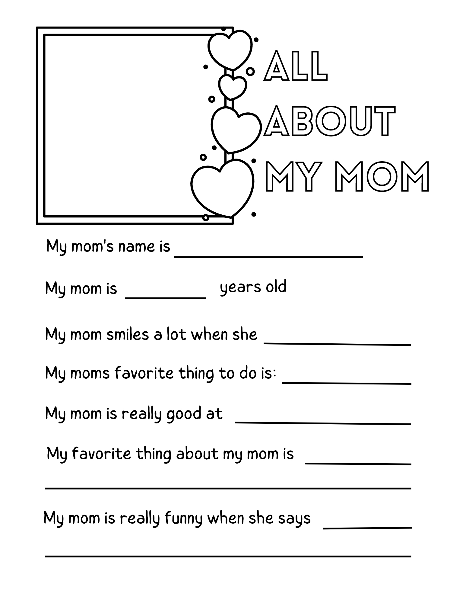 6 All About Mom Mothers Day Printable Sheets Xoxoerinsmith Worksheets Library