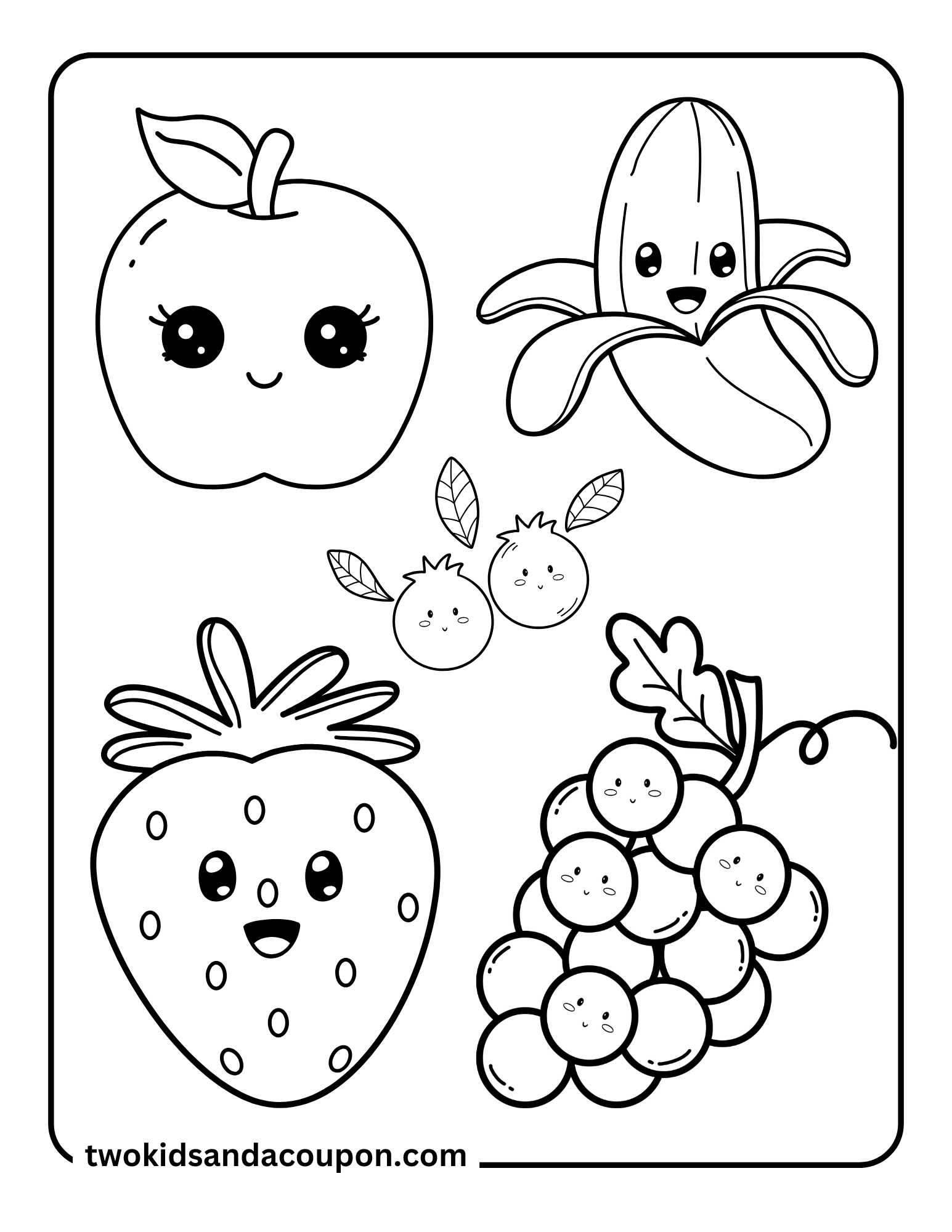 fruit colouring in pages