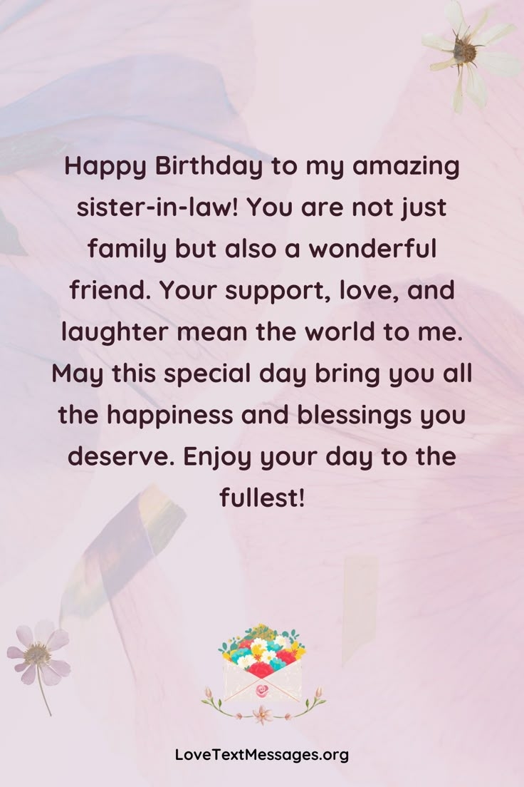 60 Best Happy Birthday Wishes For Your Sister in Law Love Text Messages