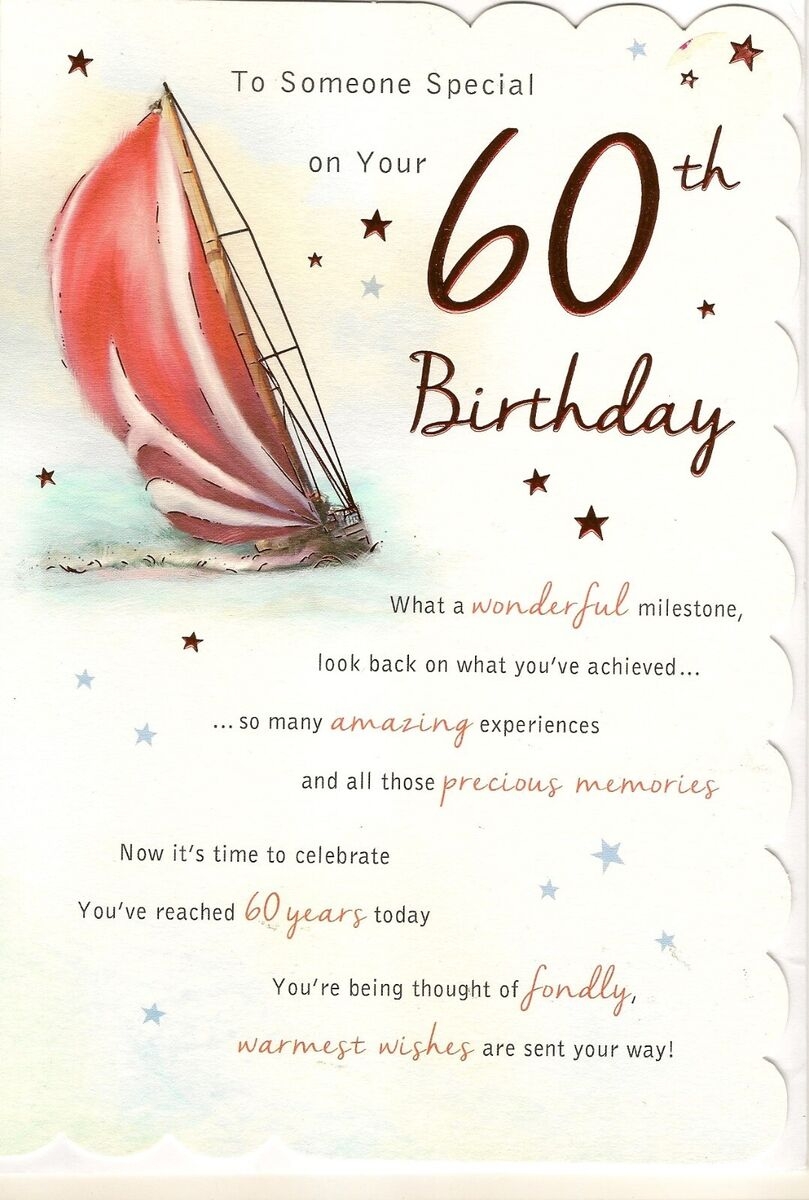 60th Happy Birthday Greeting Card 60 Years Old For Him Male Sailing Special EBay