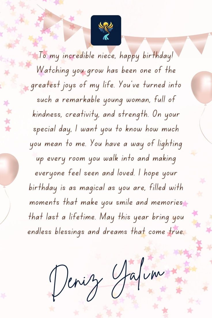70 Heart Touching Birthday Wishes For Niece Deniz Yal m